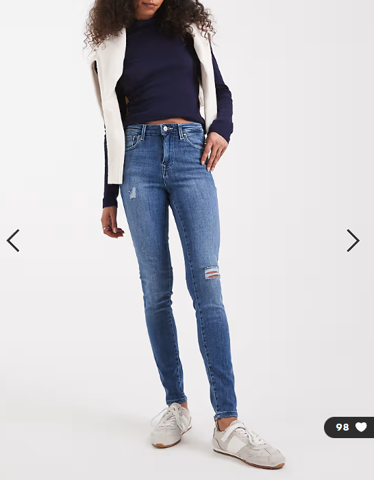 ONLY push up skinny jeans in mid blue