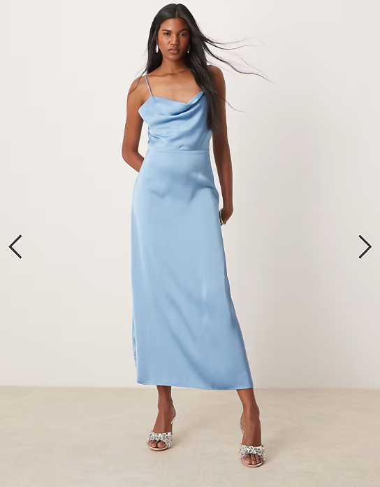 Vila satin cowl neck maxi dress in blissful blue
