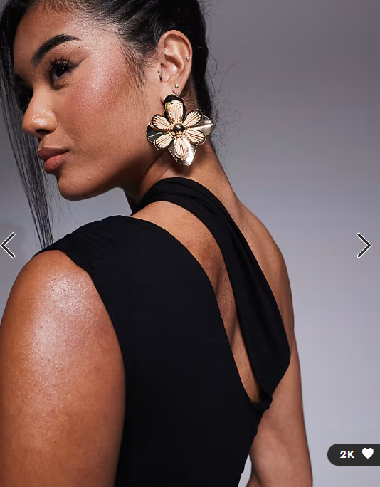ASOS DESIGN slash one shoulder midi dress with cut out detail in black