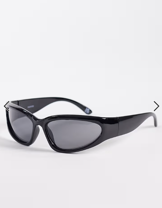 ASOS DESIGN wrap sunglasses in black with smoke lens