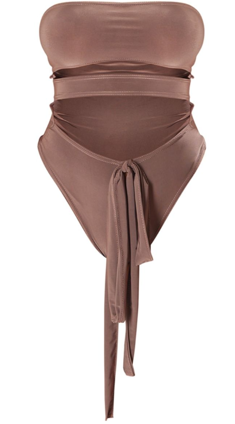 Mocha Slinky Twisted Front Bodysuit