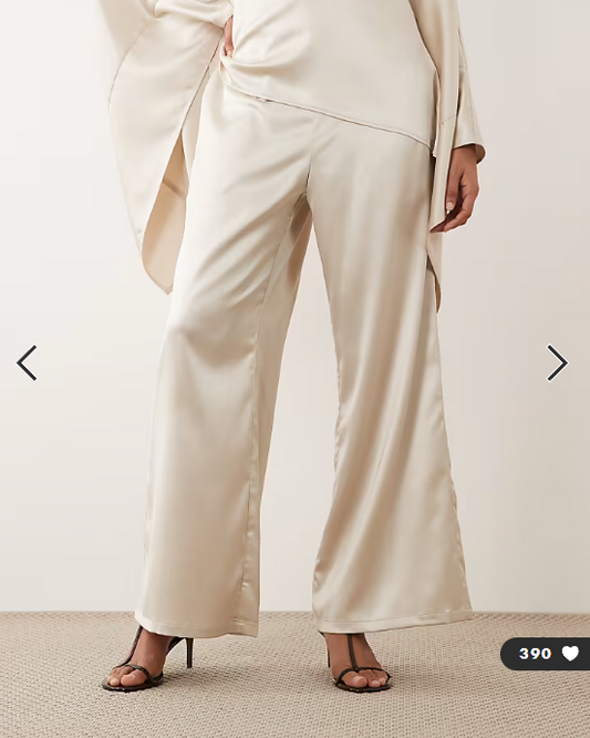 IYAL satin wide leg trouser co-ord in cream