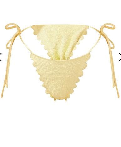 Yellow Citrus Crinkle Scallop Edge Tie Side Bikini Bottoms