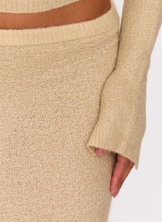 Plt - Deep Taupe Bobble Knit Maxi Skirt