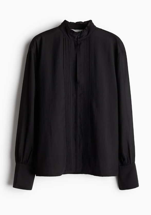 H&M - BLACK SHEER PINTUCK BLOUSE
