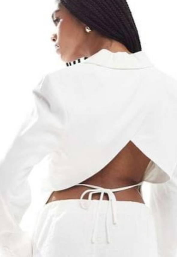 Stradivarius - cropped blazer wirh back ties