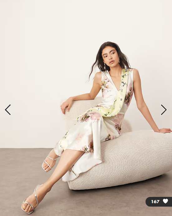 ARRANGE asymmetric paneled maxi dress in mixed floral print