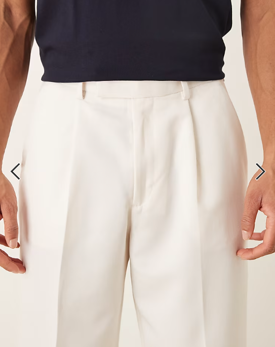 ASOS DESIGN smart pleated wide leg trousers in white