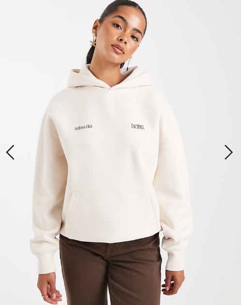 Cotton On plush graphic hoodie in coconut milk