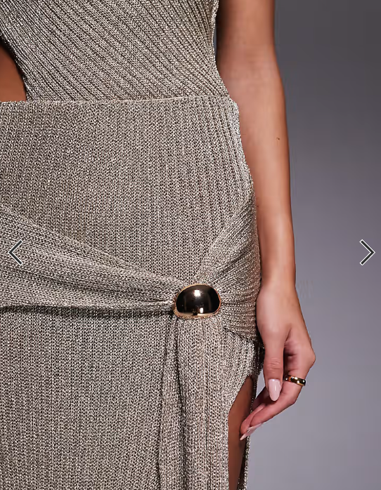 JLUXLABEL Hazel metallic knit wrap skirt in gold - part of a set