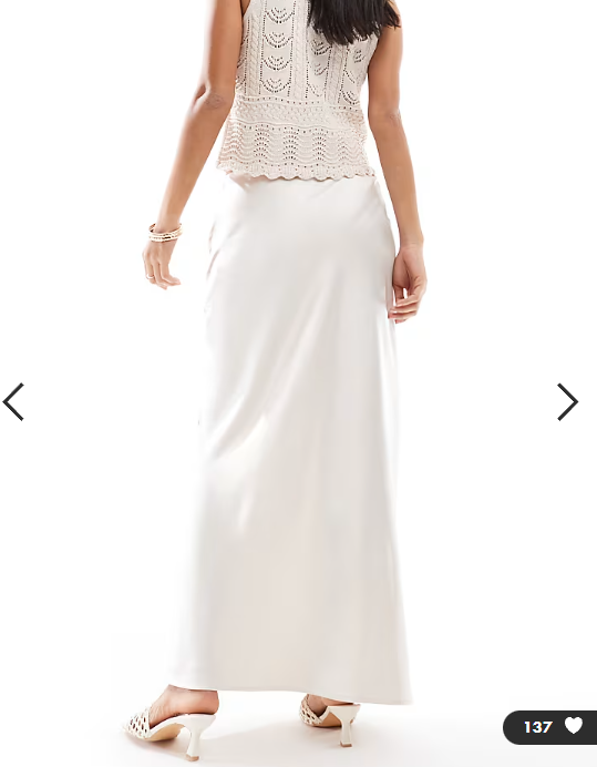 4th & Reckless satin column maxi skirt in cream