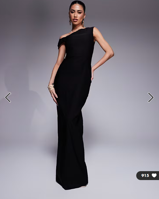 Vesper bengaline one shoulder knot detail maxi bodycon dress in black