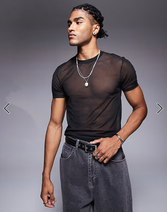 ASOS DESIGN muscle fit t-shirt in black mesh .