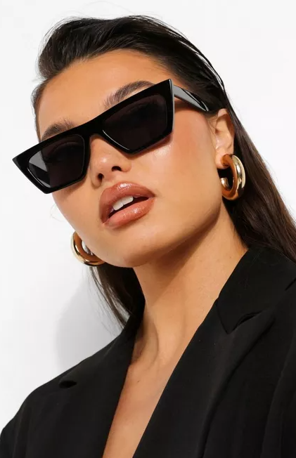 All Black Square Cat Eye Sunglasses