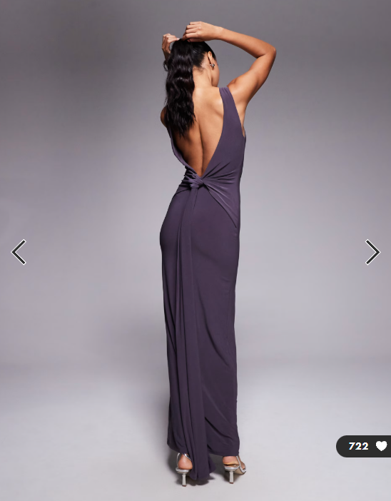 ASOS DESIGN knot back sculpting draped maxi dress in grey