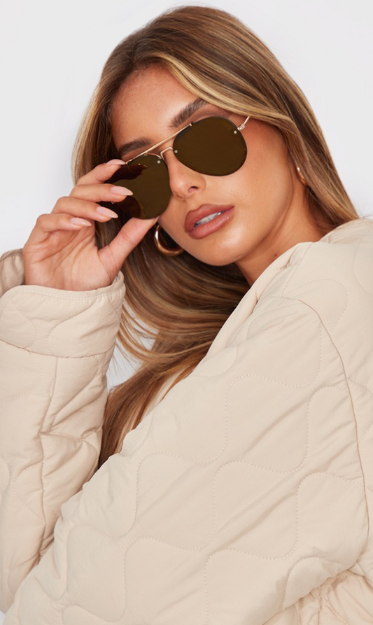 Gold Mirrored Lens Aviator Sunglasses