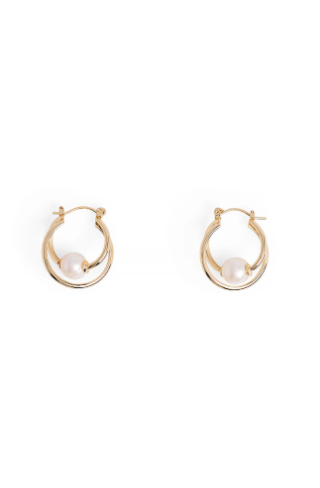 Crossed Pearl Hoop