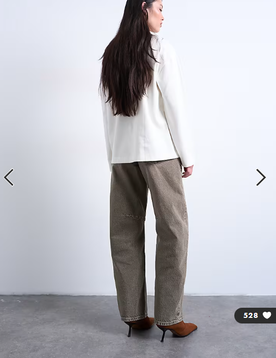 Topshop Barrel mid rise jean in pesto