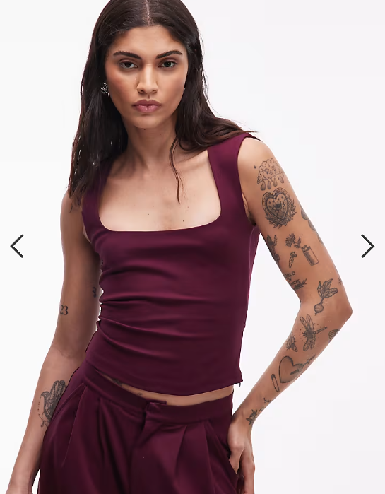 ASOS DESIGN co-ord ponte round neck top in berry