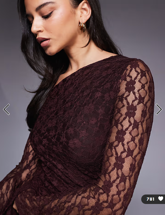 Asos - lace off shoulder maxi dress with exaggerated cuff detail in plum