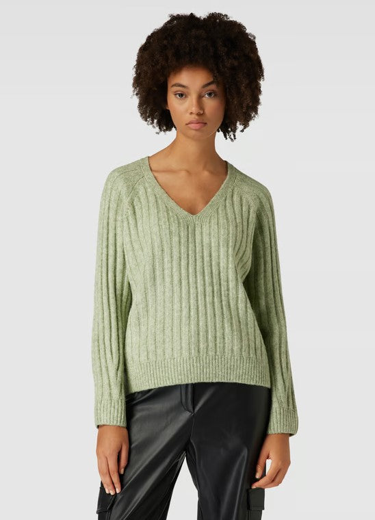 v-neck knitted sweater Laurel green