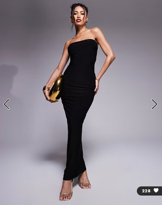 Fashionkilla exclusive slinky double sculpted bandeau maxi dress in black