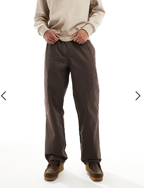 ASOS DESIGN baggy pull on cargo trousers in brown
