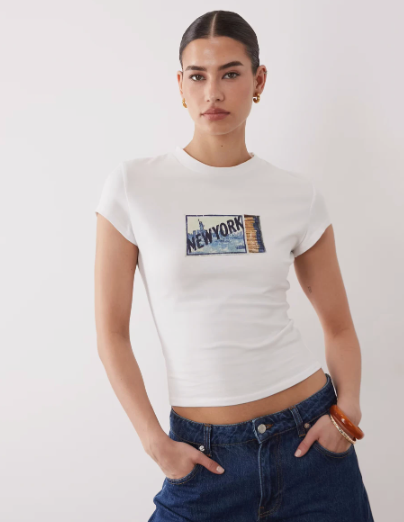 Asos - short sleeve baby tee with new york graphic