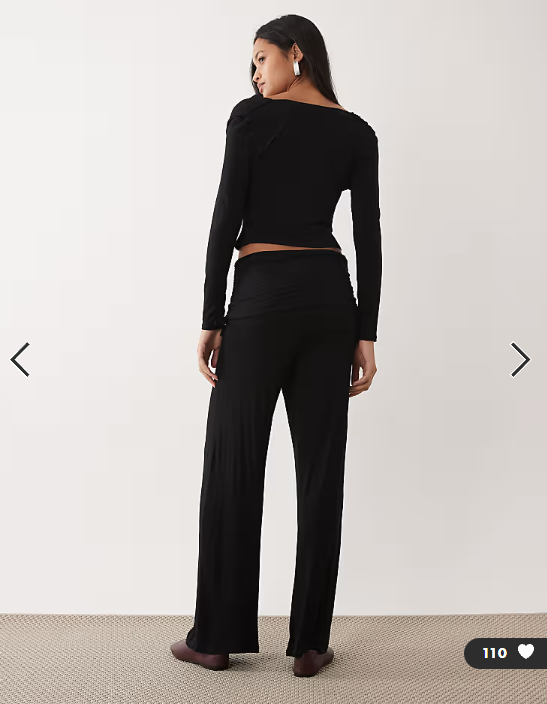 ASOS DESIGN fold back ruched co-ord trousers in black