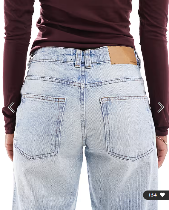 ASOS DESIGN low rise baggy jeans with rips in vintage wash