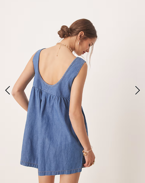 Miss Selfridge denim playsuit with pintuck detail in blue wash