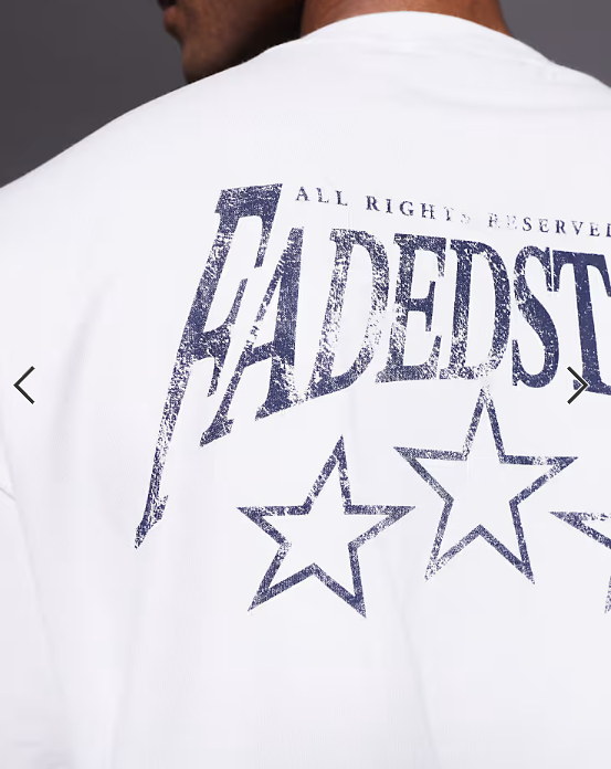 Faded Store stars back print graphic tee in white.