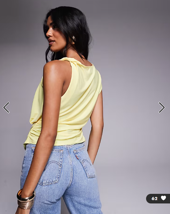 ASOS DESIGN twist shoulder drape top in yellow