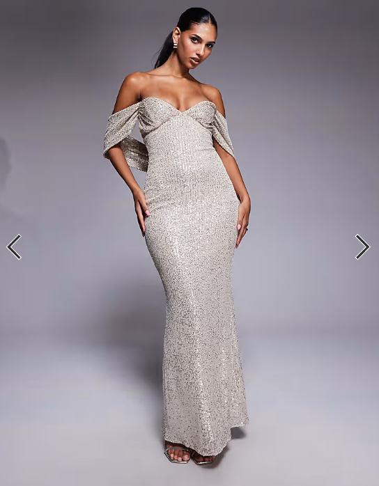 Jaded Rose maxi dress with sweetheart bandeau and shawl detail in silver