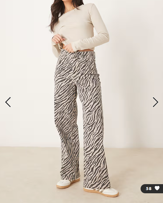 YAS high waist wide leg jeans in zebra print