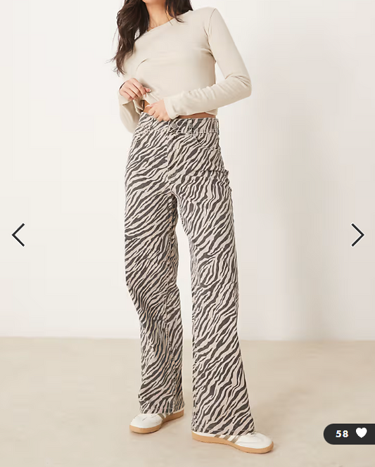YAS high waist wide leg jeans in zebra print