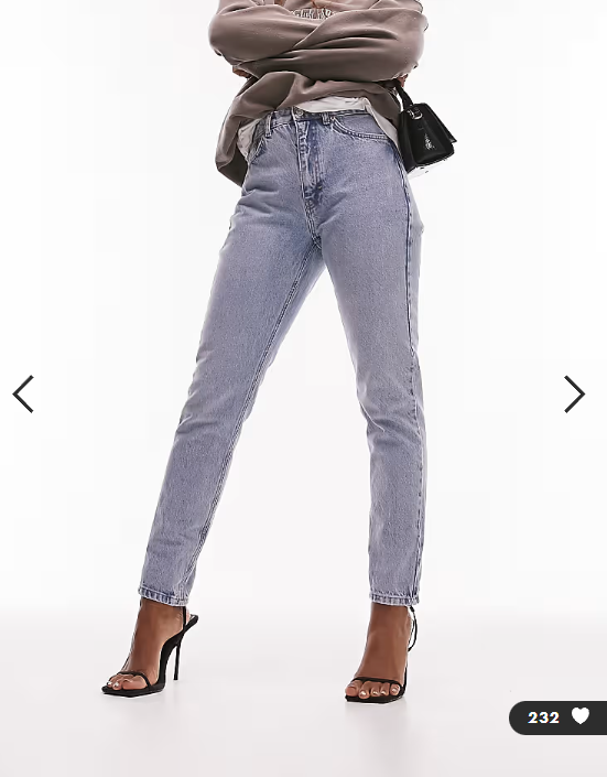 Topshop Hourglass Original Mom high rise jean in bleach