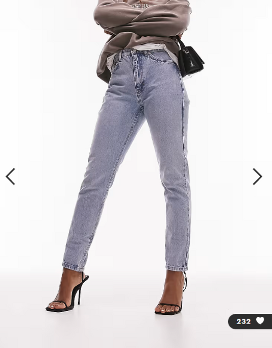 Topshop Hourglass Original Mom high rise jean in bleach