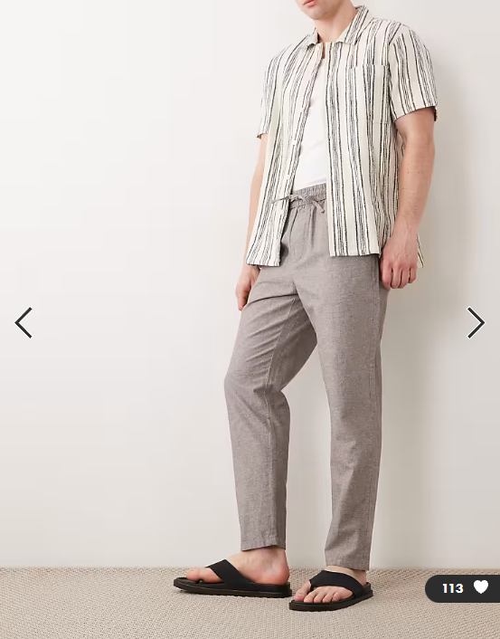 ONLY & SONS linen mix cropped trouser in light grey