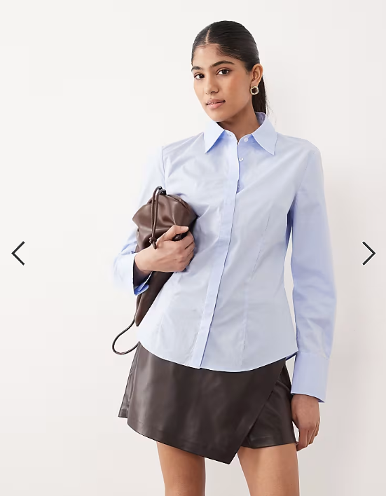 Mango cotton rich classic shirt in pale blue
