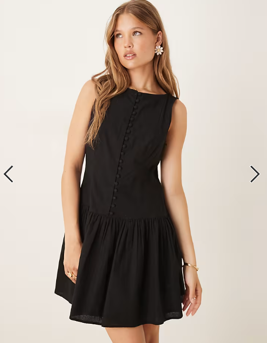 Nobody's Child Claudia tailored drop waist mini dress in black