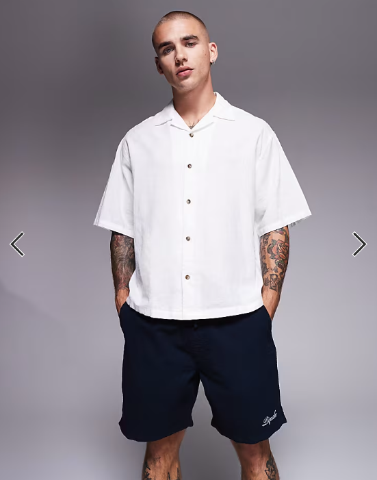 River Island seersucker shorts in navy