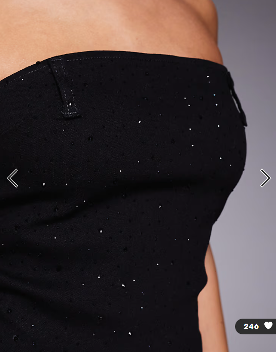 Liquor n poker denim embellished corset top black