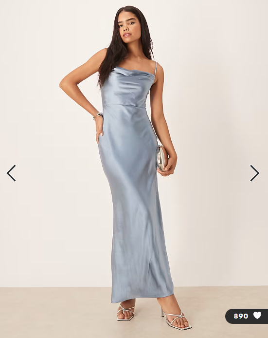 Pretty Lavish Bridesmaid Keisha satin cowl neck maxi dress in light blue