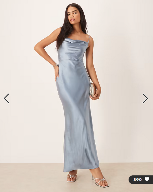 Pretty Lavish Bridesmaid Keisha satin cowl neck maxi dress in light blue