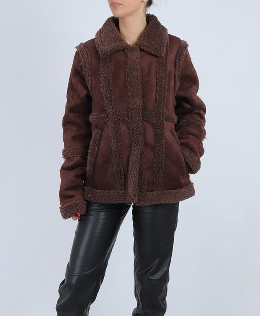 Teddy Detailed Jacket Brown