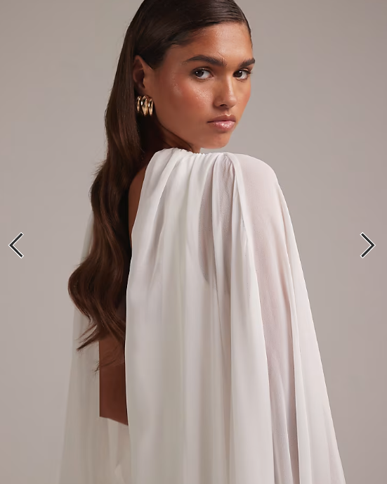 ASOS DESIGN cape detail maxi wedding dress in ivory