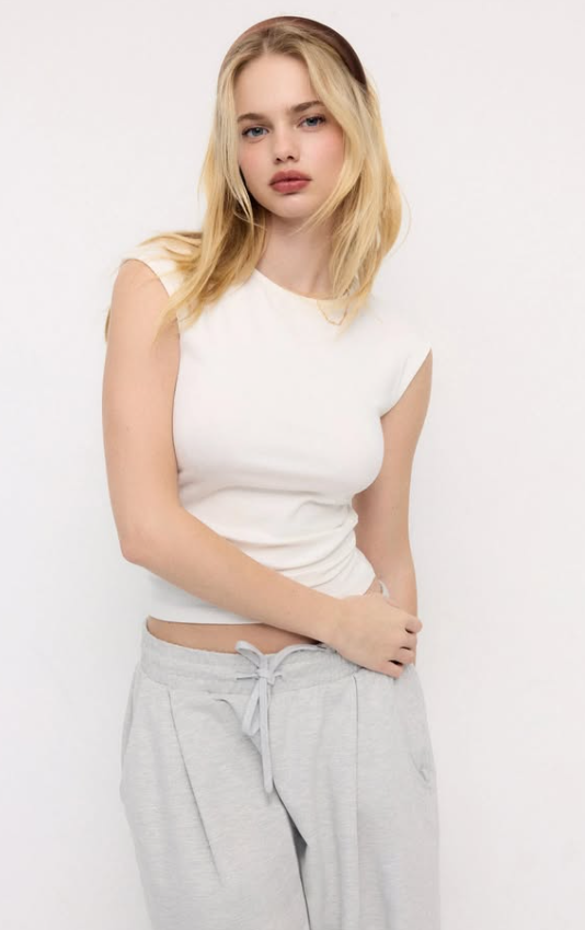 Stradivarius FITTED WITH GATHERING - Basic T-shirt - white