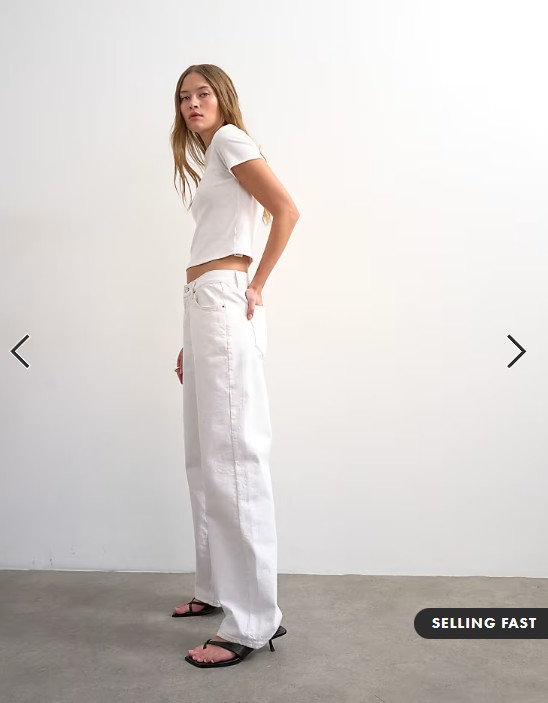 Topshop Ember low rise relaxed straight jean in white