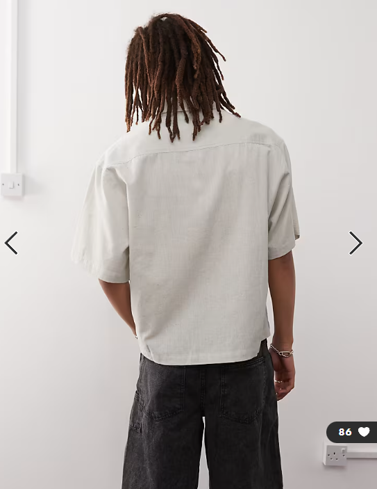 COLLUSION boxy linen mix short sleeve shirt in oatmeal